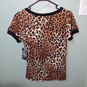 Rock Steady Leopard Print Short Sleeve Sweater